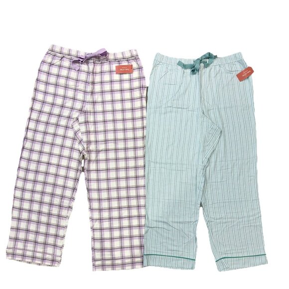 State of Day Women’s Pajama Pants Bundle Plaid Lavender & Mint Stripe NWT - Picture 2 of 5